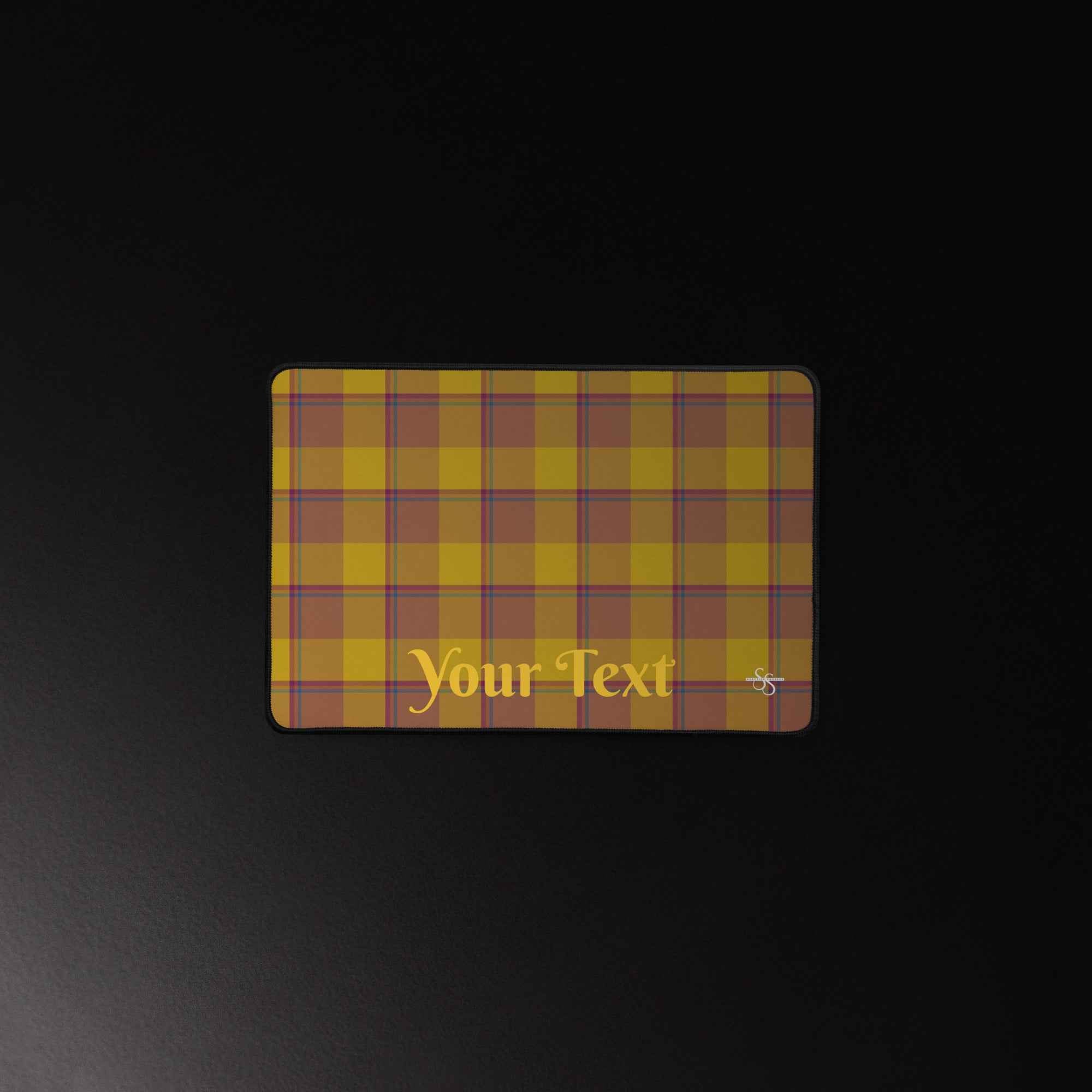 Personalized Potters Clay and Pizza Plaid Desk Mat - Scottish Squares