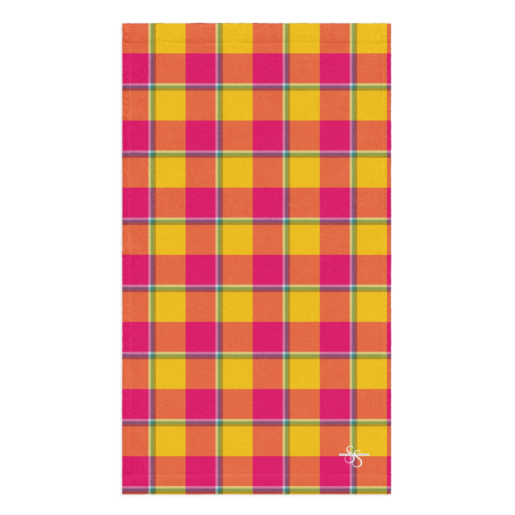 Corn and Razzmatazz Plaid Hand Towel - Scottish Squares