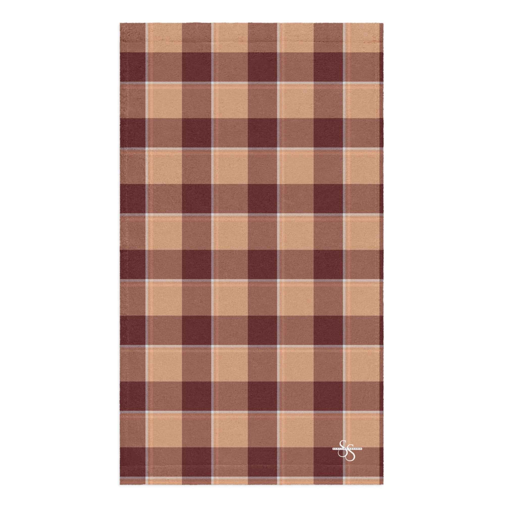 Whiskey and Livid Brown Plaid Hand Towel - Scottish Squares