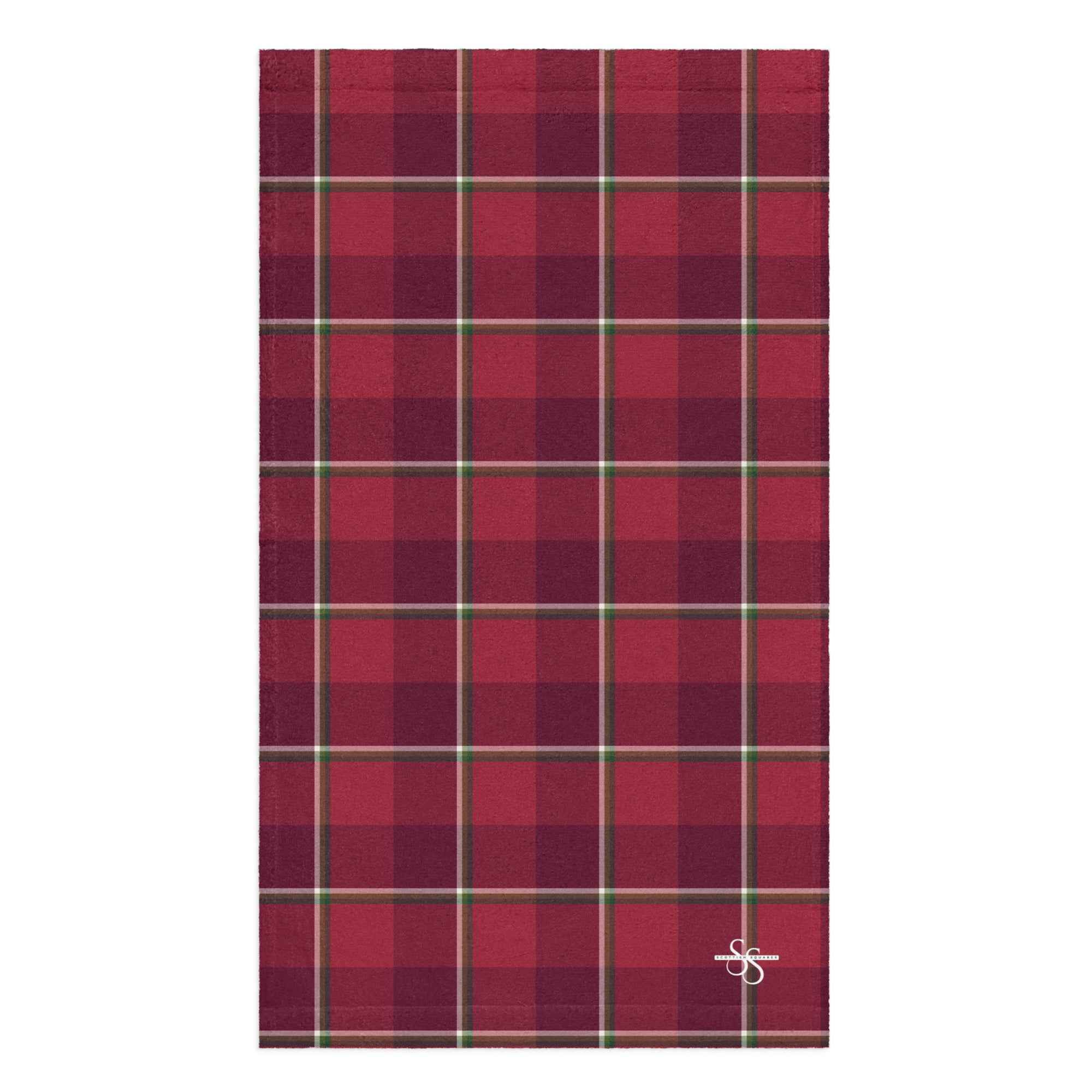 Old Brick and Cab Sav Plaid Hand Towel - Scottish Squares