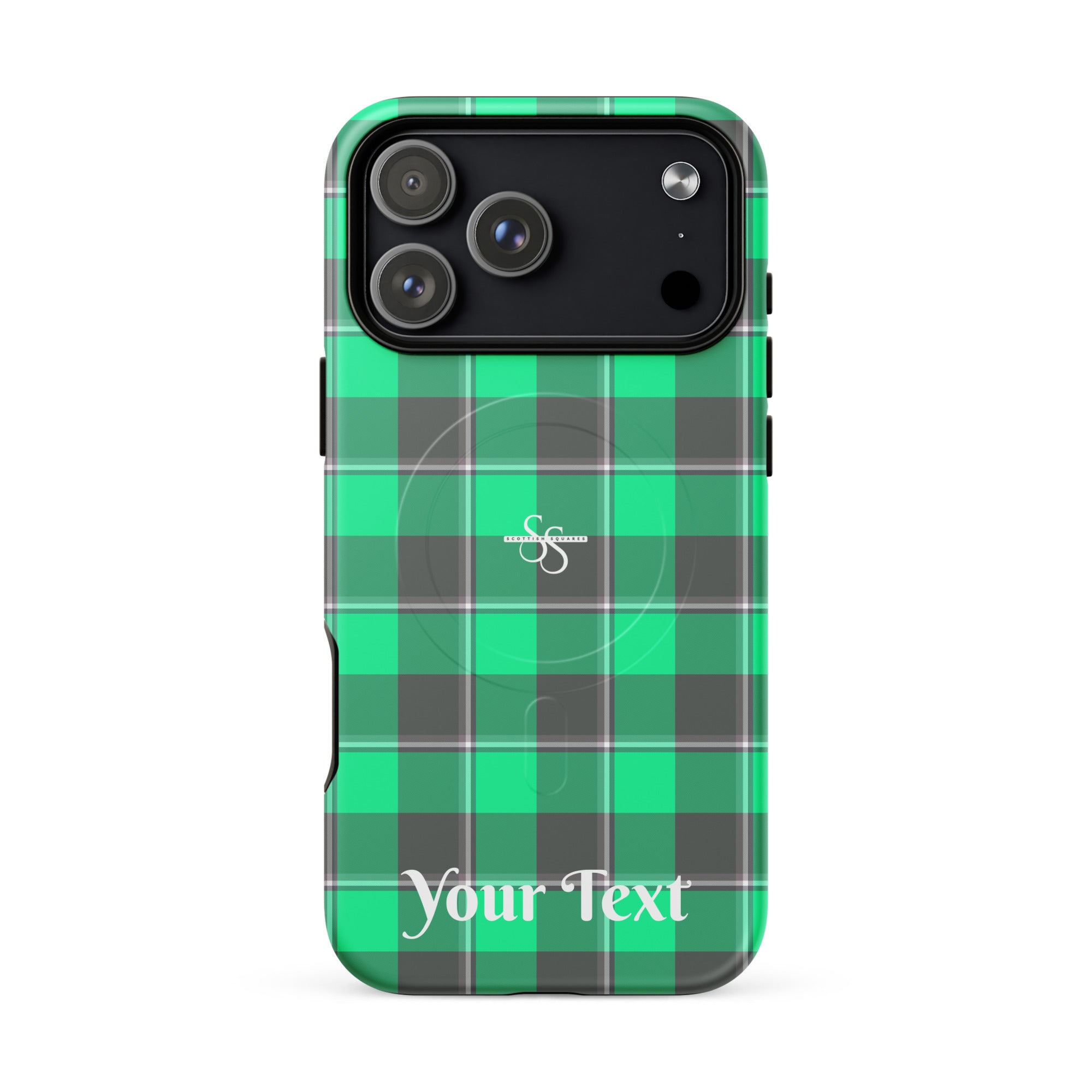 Personalized Spring Green and Finlandia Plaid iPhone MagSafe Tough Case - Scottish Squares