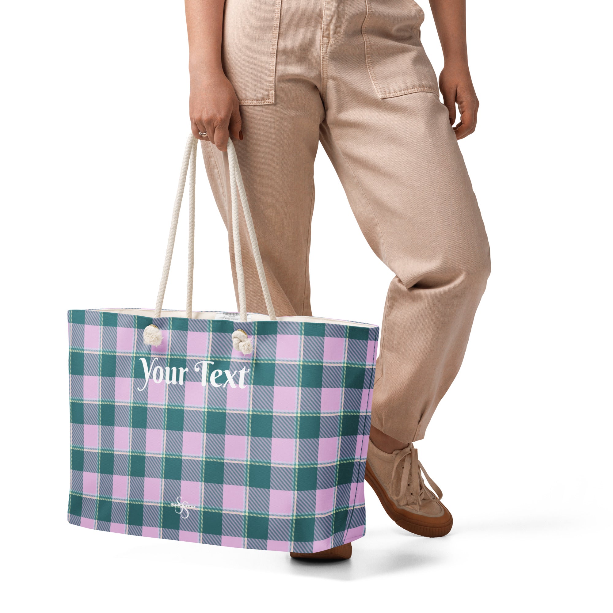 Personalized Ming and Melanie Plaid Oversized Weekender Bag - Scottish Squares