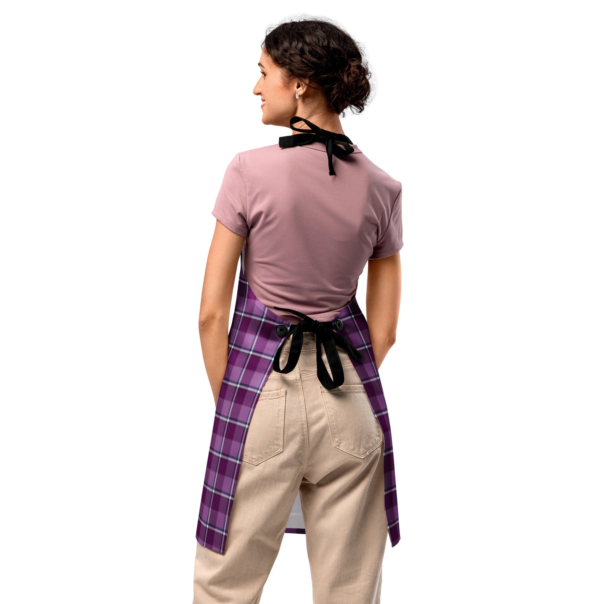 Personalized Purple and Trendy Pink Plaid Apron - Scottish Squares