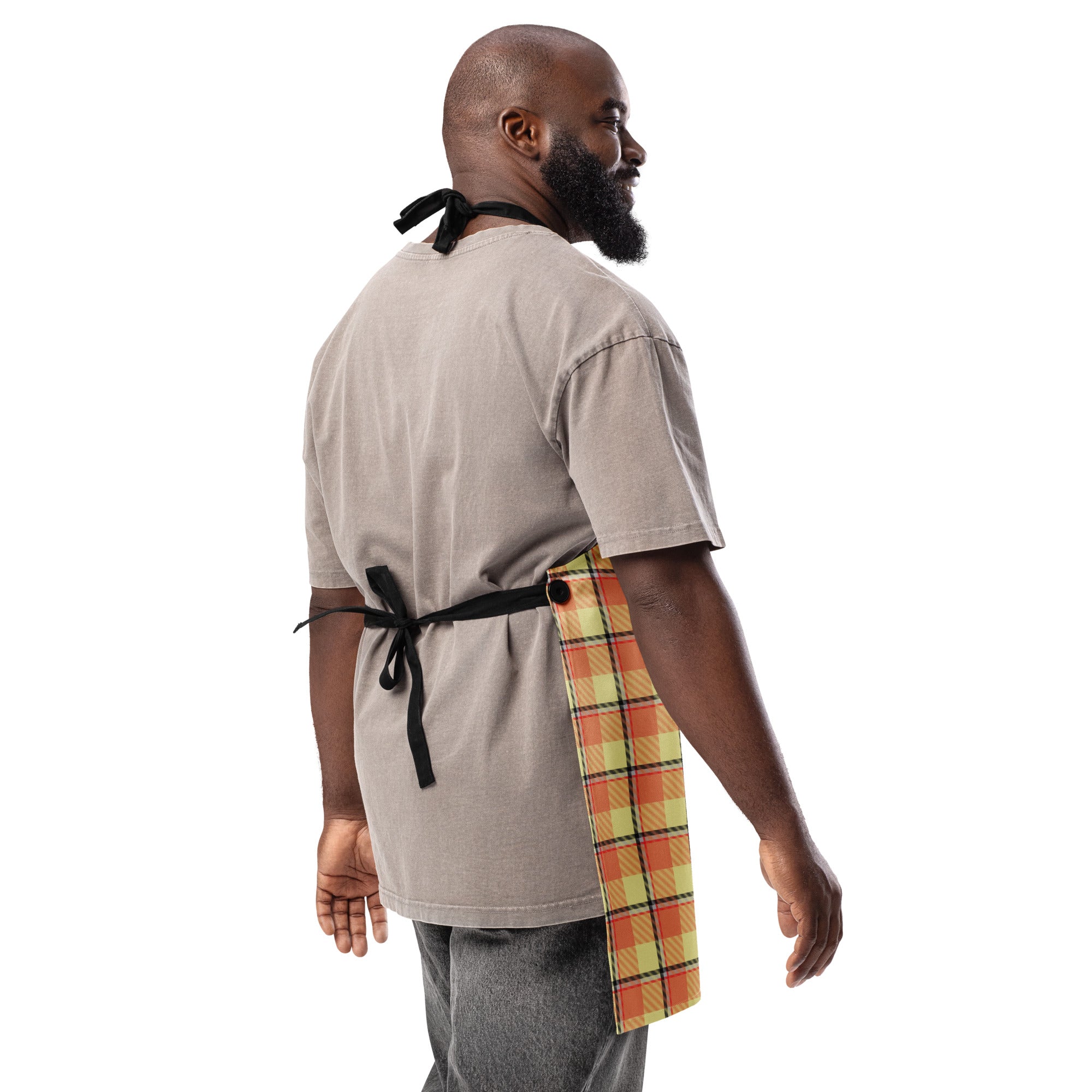 Personalized Claystone and Morning Mist Plaid Apron - Scottish Squares