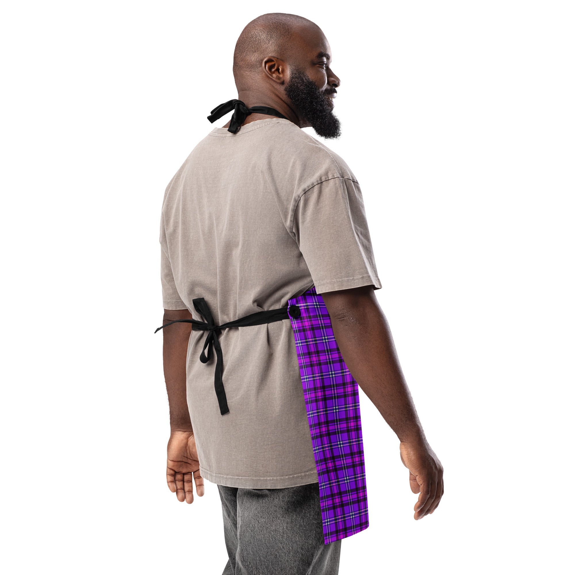Personalized Electric Violet and Fuchsia Plaid Apron - Scottish Squares