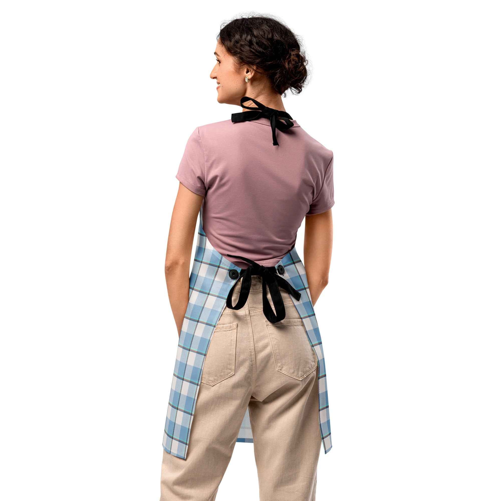 Personalized Pink Cloud and Blue Lagoon Plaid Apron - Scottish Squares