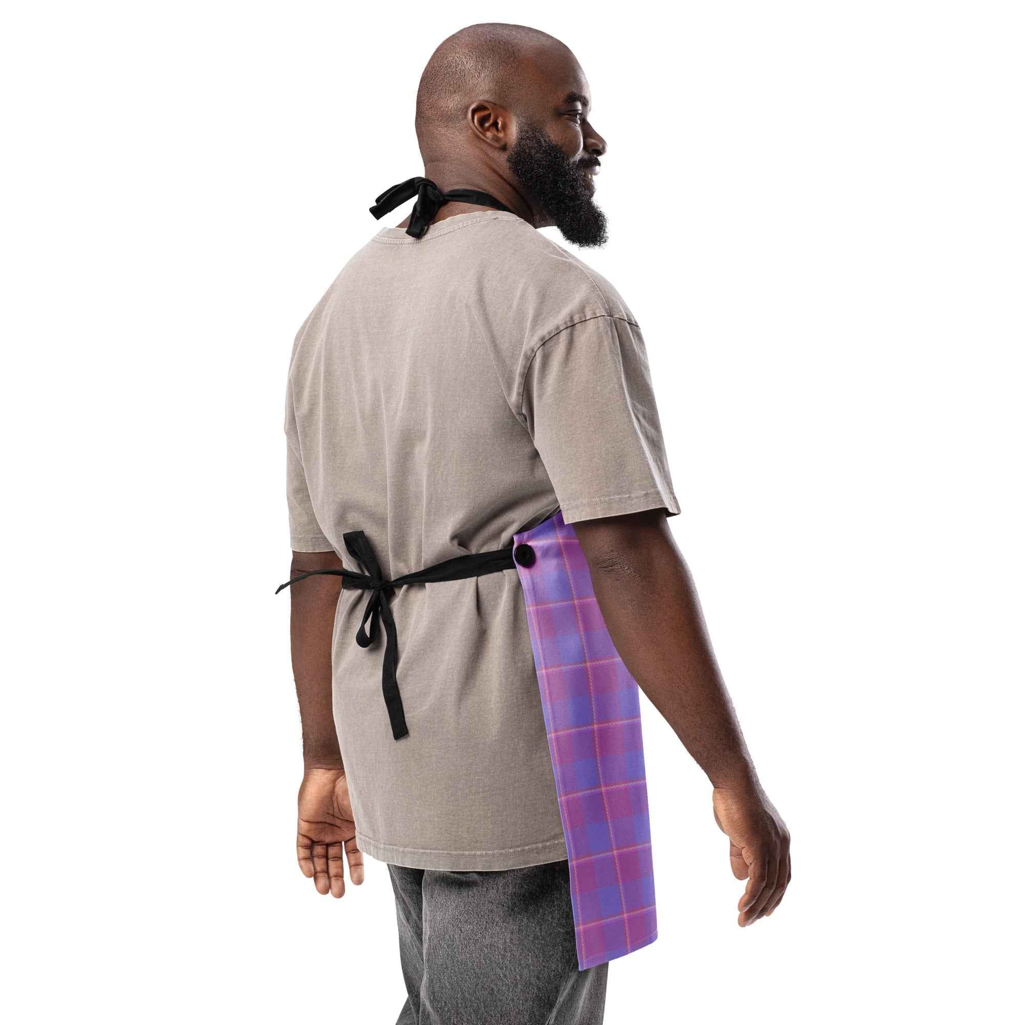 Personalized Viola and Dull Lavender Plaid Apron - Scottish Squares
