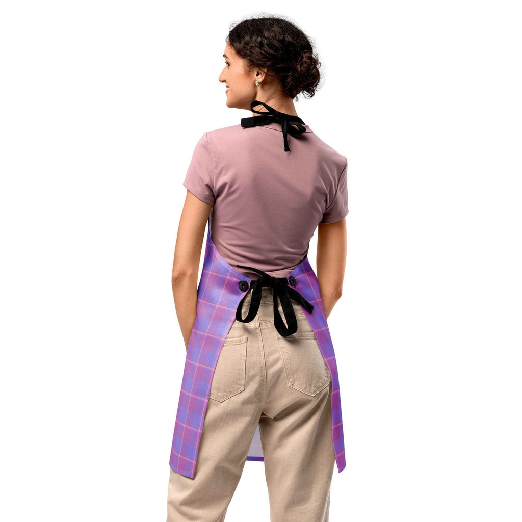 Personalized Viola and Dull Lavender Plaid Apron - Scottish Squares