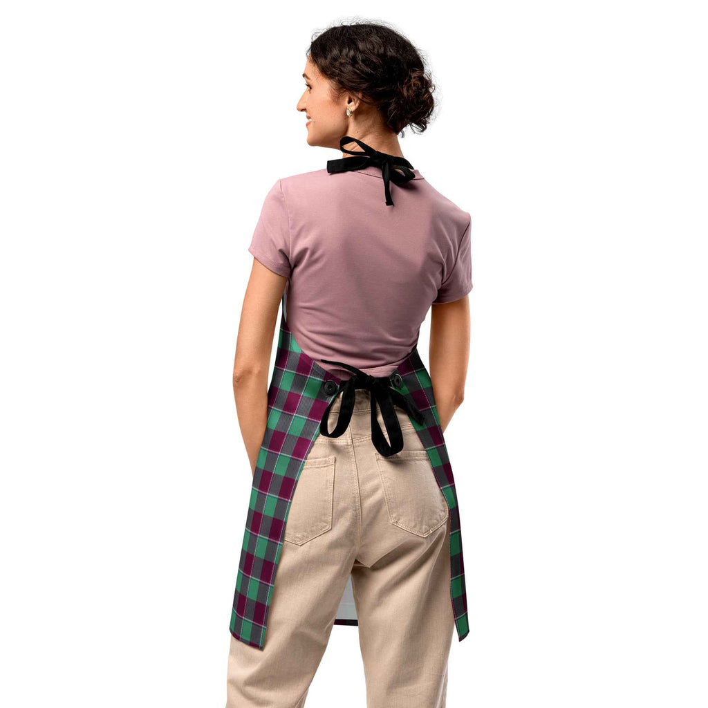 Personalized Ocean Green and Mulberry Wood Plaid Apron - Scottish Squares