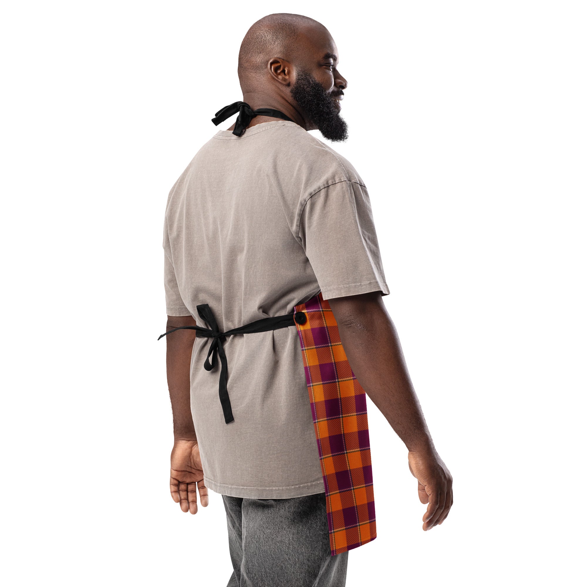 Personalized Tahiti Gold and Rose Bud Cherry Plaid Apron - Scottish Squares