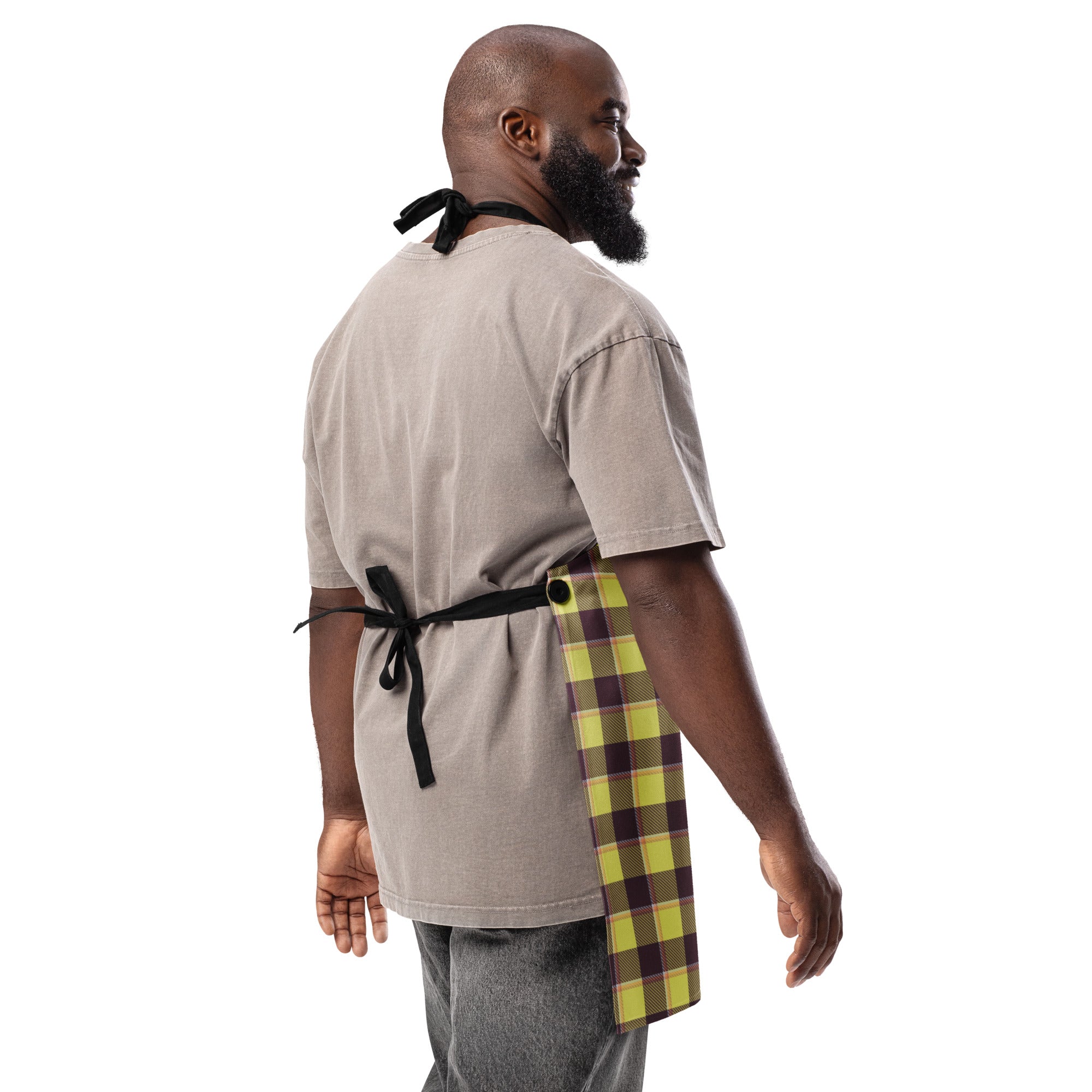 Personalized Flax and Livid Brown Plaid Apron - Scottish Squares
