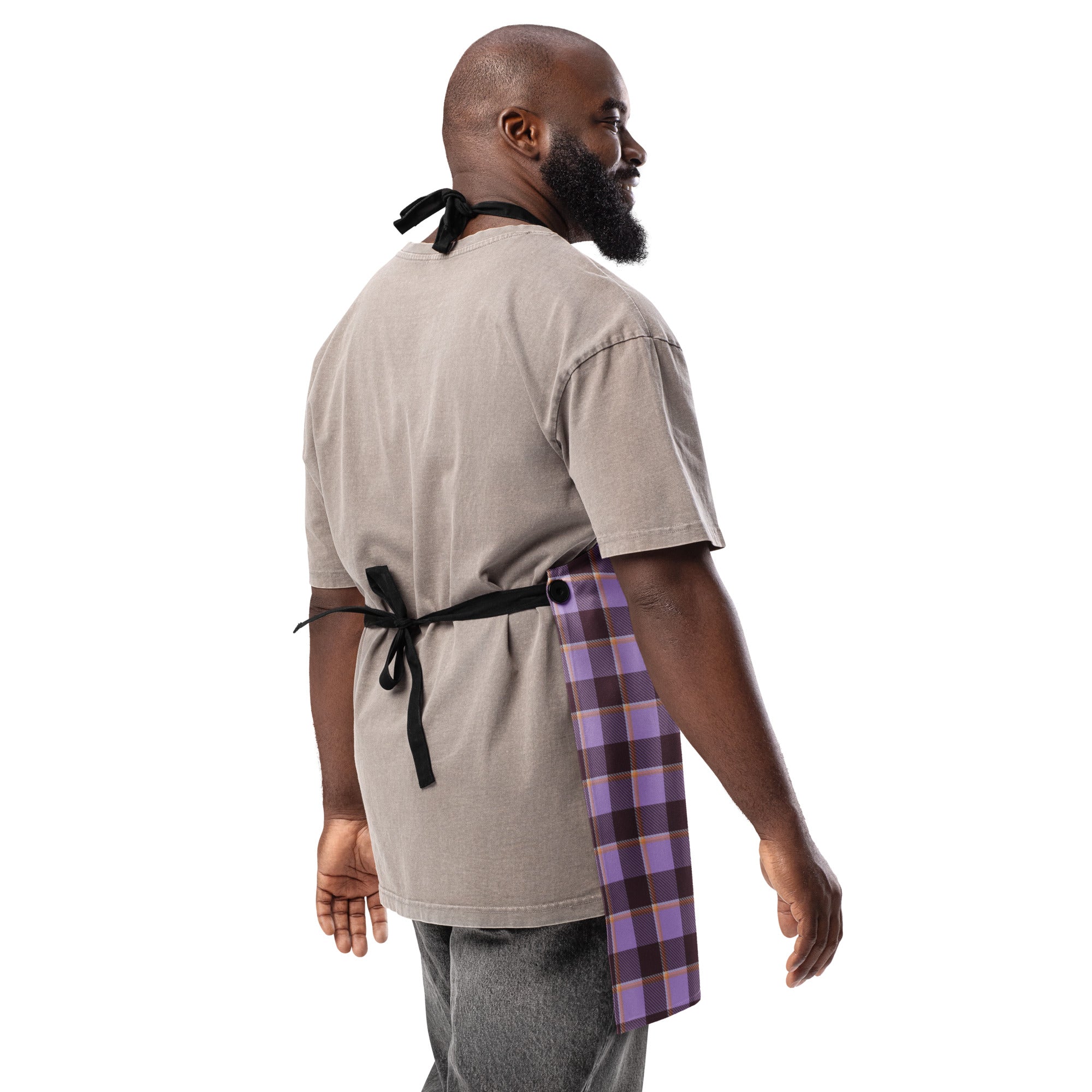 Personalized Light Wisteria and Livid Brown Plaid Apron - Scottish Squares