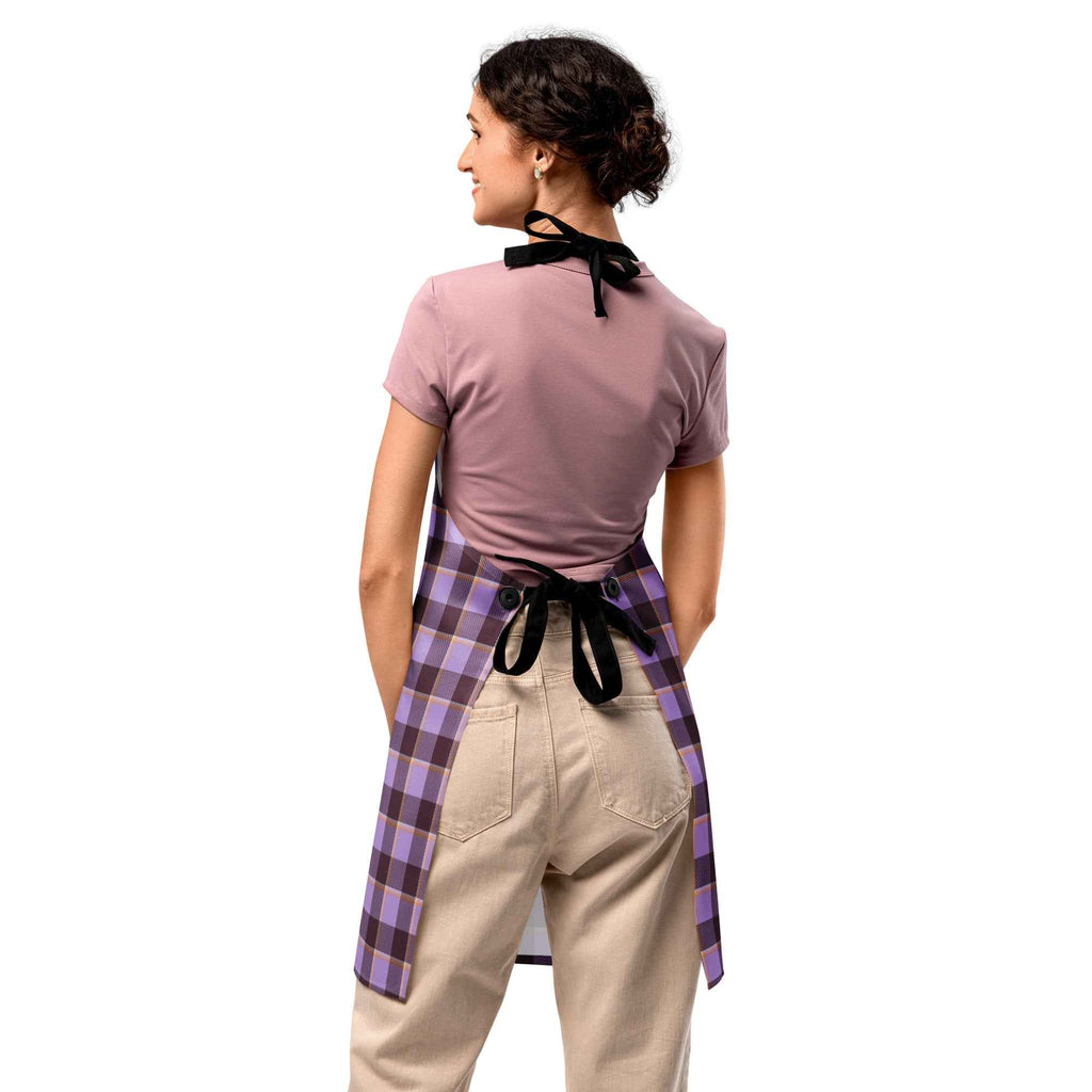 Personalized Light Wisteria and Livid Brown Plaid Apron - Scottish Squares