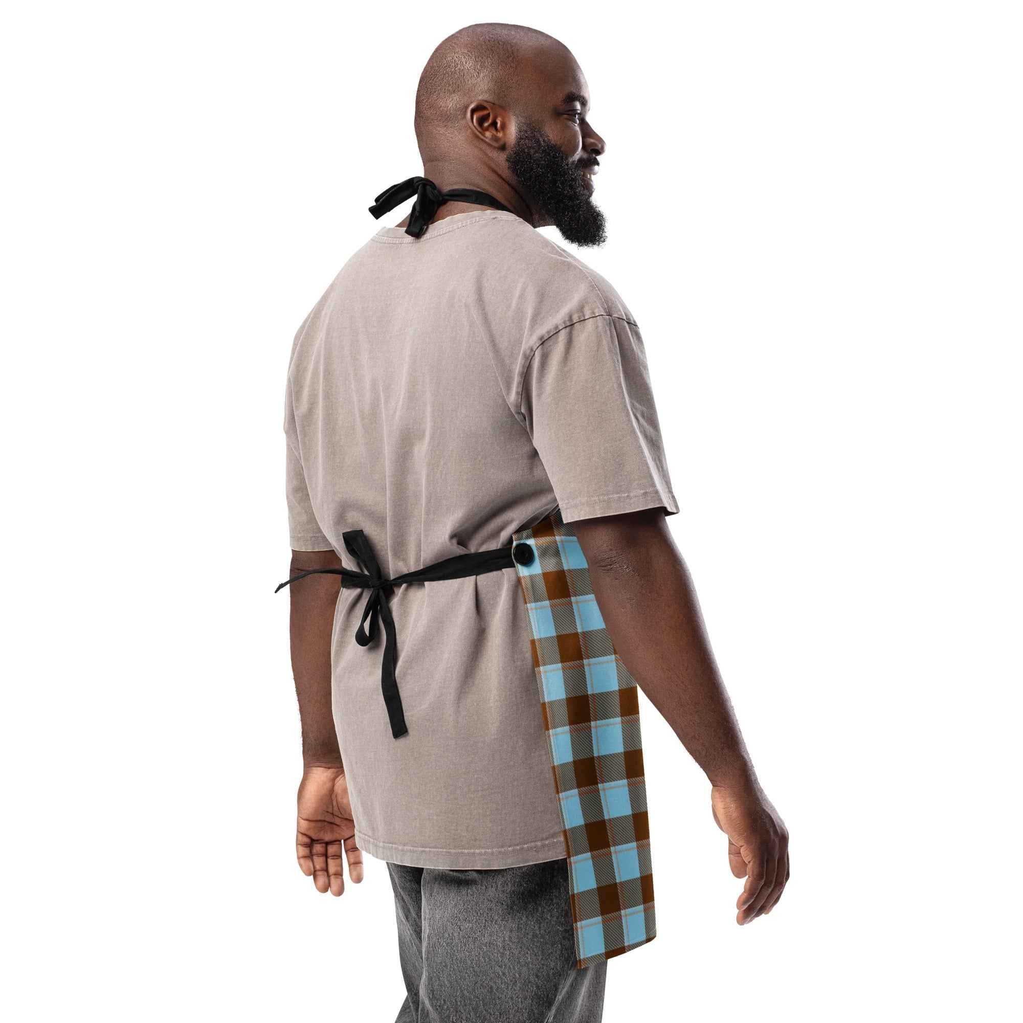 Personalized Blizzard Blue and Livid Brown Plaid Apron - Scottish Squares