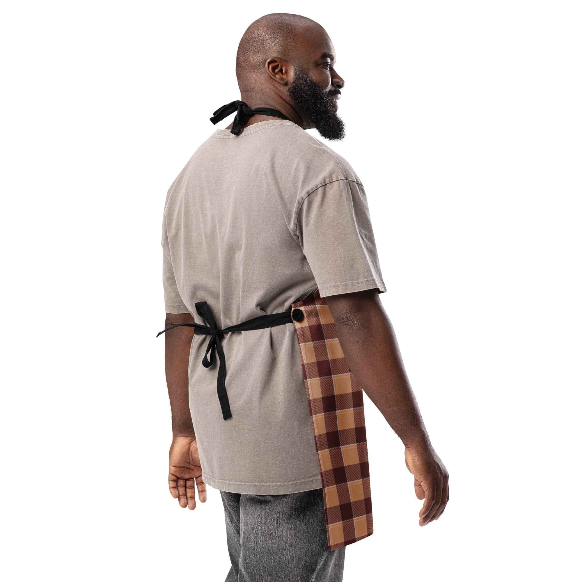 Personalized Whiskey and Livid Brown Plaid Apron - Scottish Squares
