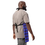 Personalized Cornflower Blue and Livid Brown Apron - Scottish Squares