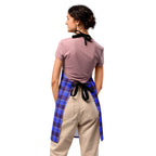 Personalized Cornflower Blue and Livid Brown Apron - Scottish Squares