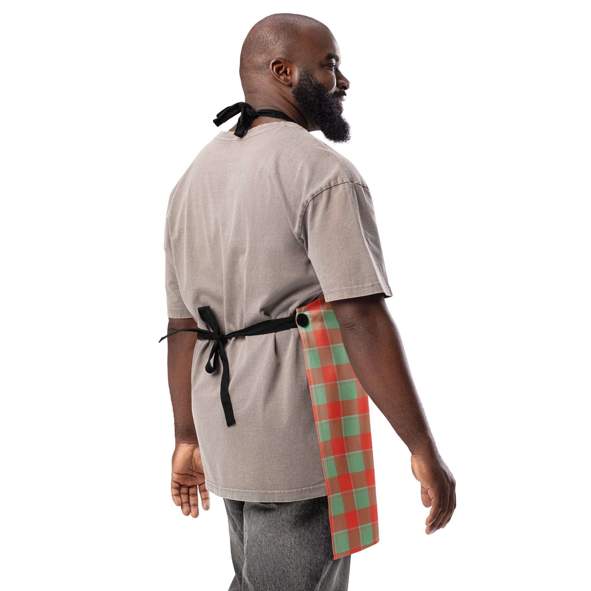 Personalized Spring Rain and Persimmon Plaid Apron - Scottish Squares