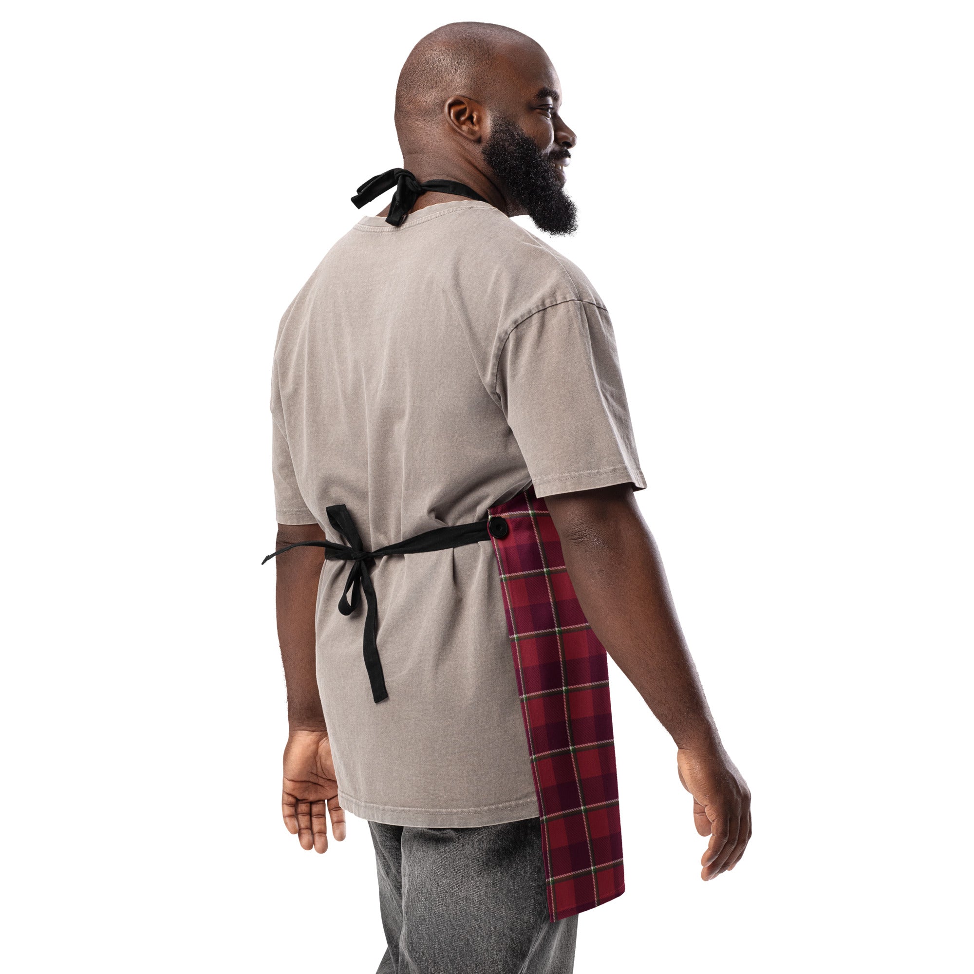 Personalized Old Brick and Cab Sav Plaid Apron - Scottish Squares