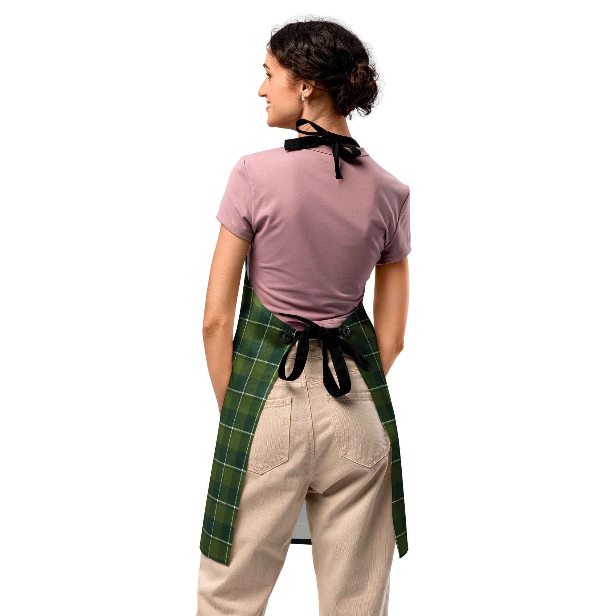 Personalized Woodland and Evergreen Plaid Apron - Scottish Squares