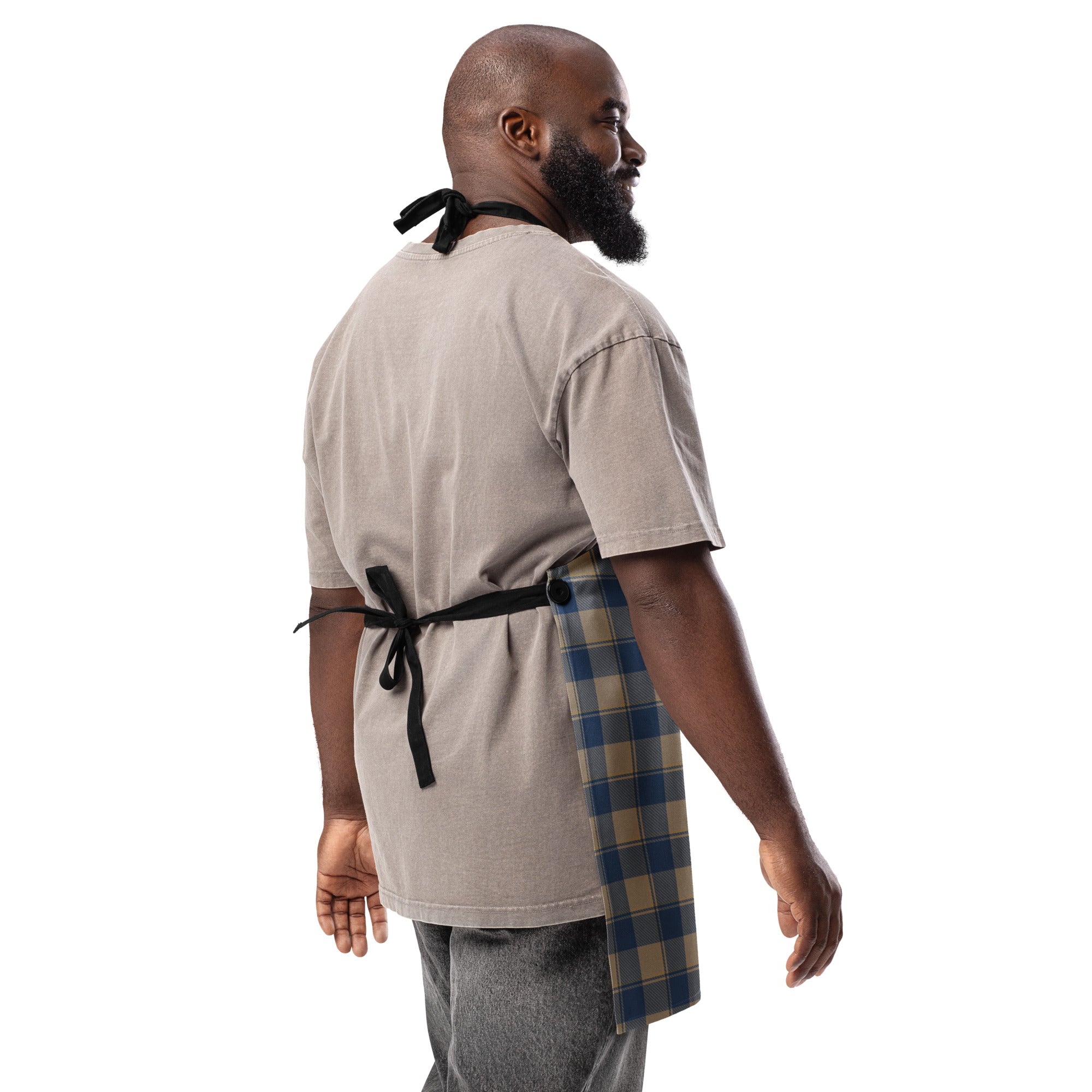 Personalized Cello and Donkey Brown Plaid Apron - Scottish Squares