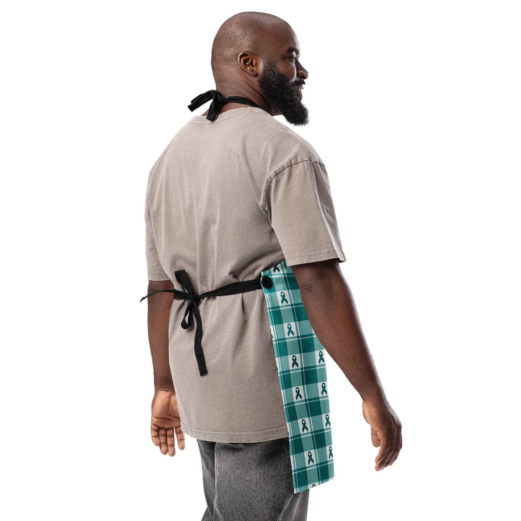 Apron Cervical Cancer Awareness Plaid, Teal Ribbon, Supportive Gift - Scottish Squares