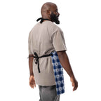 Apron Colorectal Awareness Plaid, Dark Blue Ribbon, Supportive Gift - Scottish Squares