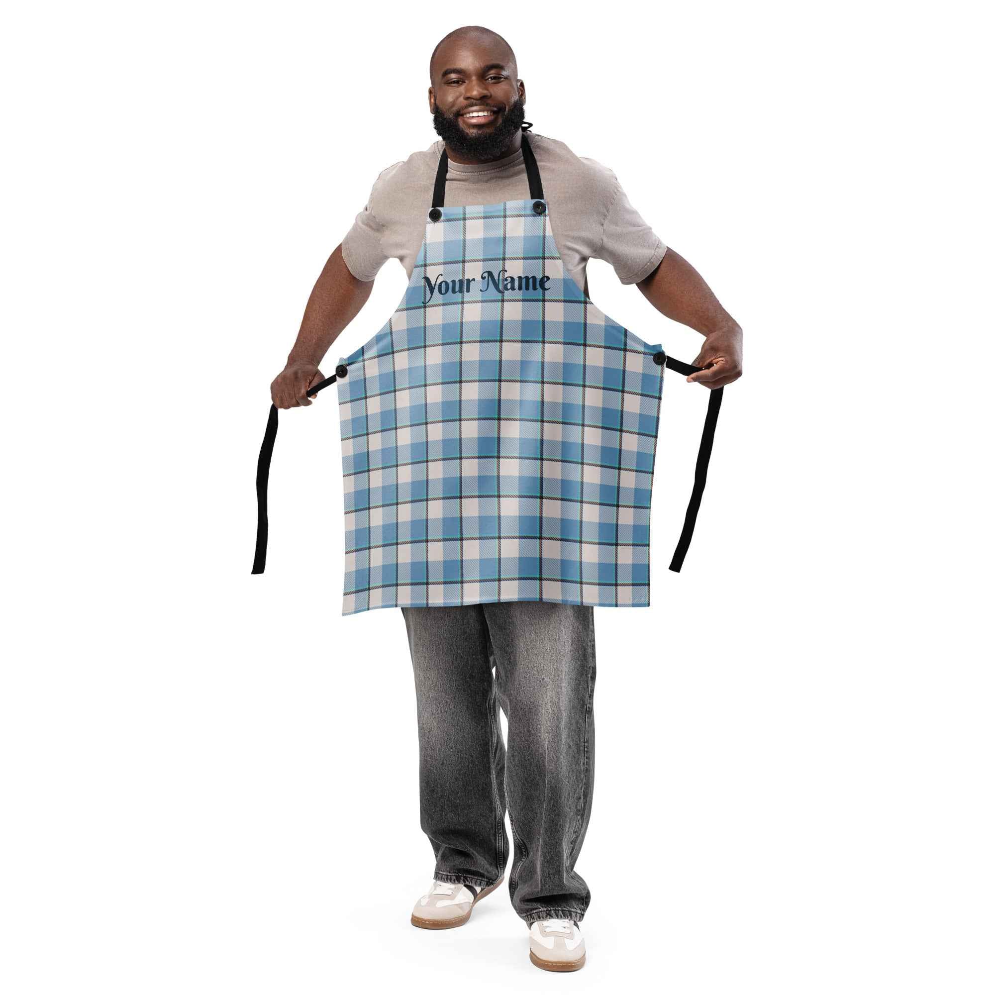 Personalized Pink Cloud and Blue Lagoon Plaid Apron - Scottish Squares