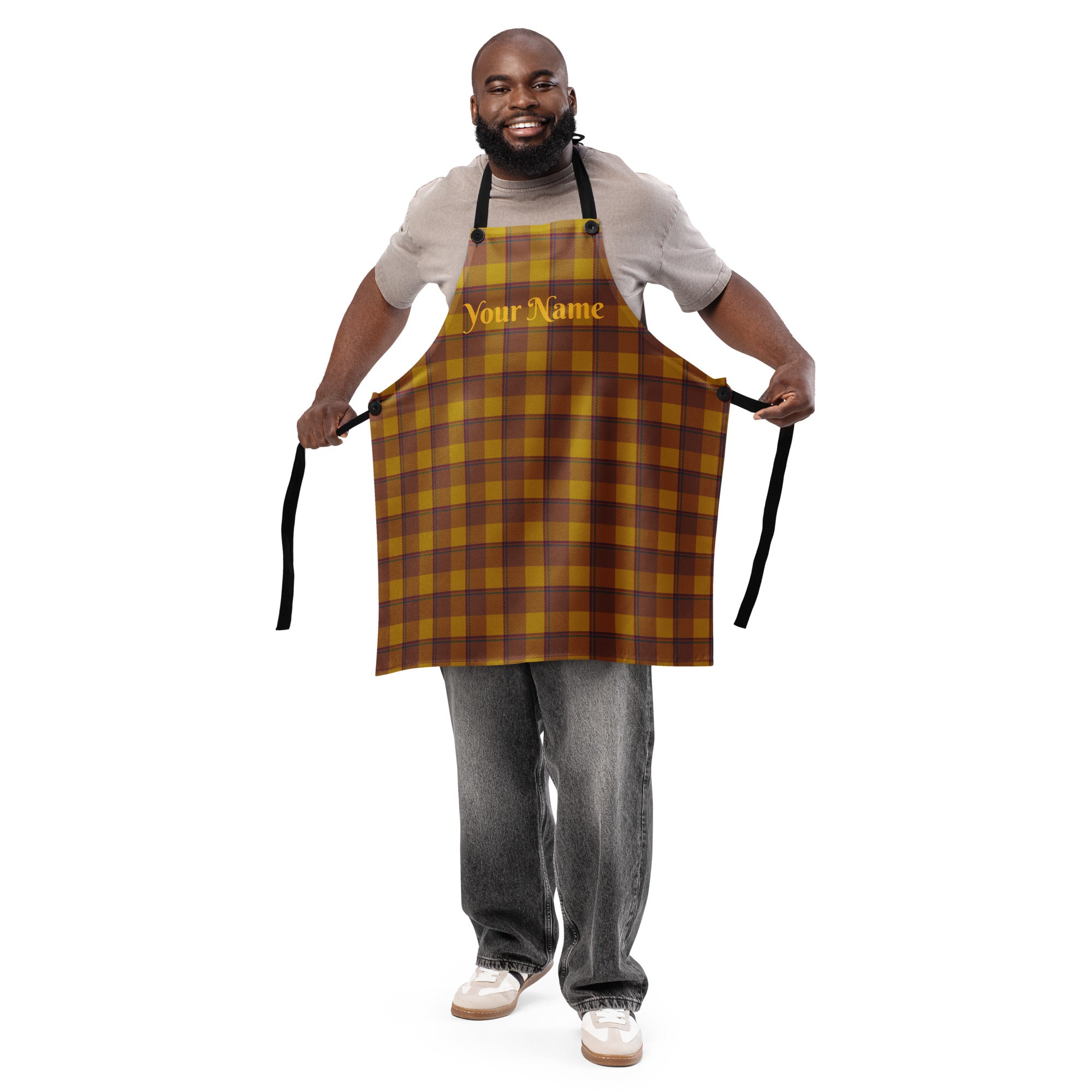 Personalized Potters Clay and Pizza Plaid Apron - Scottish Squares