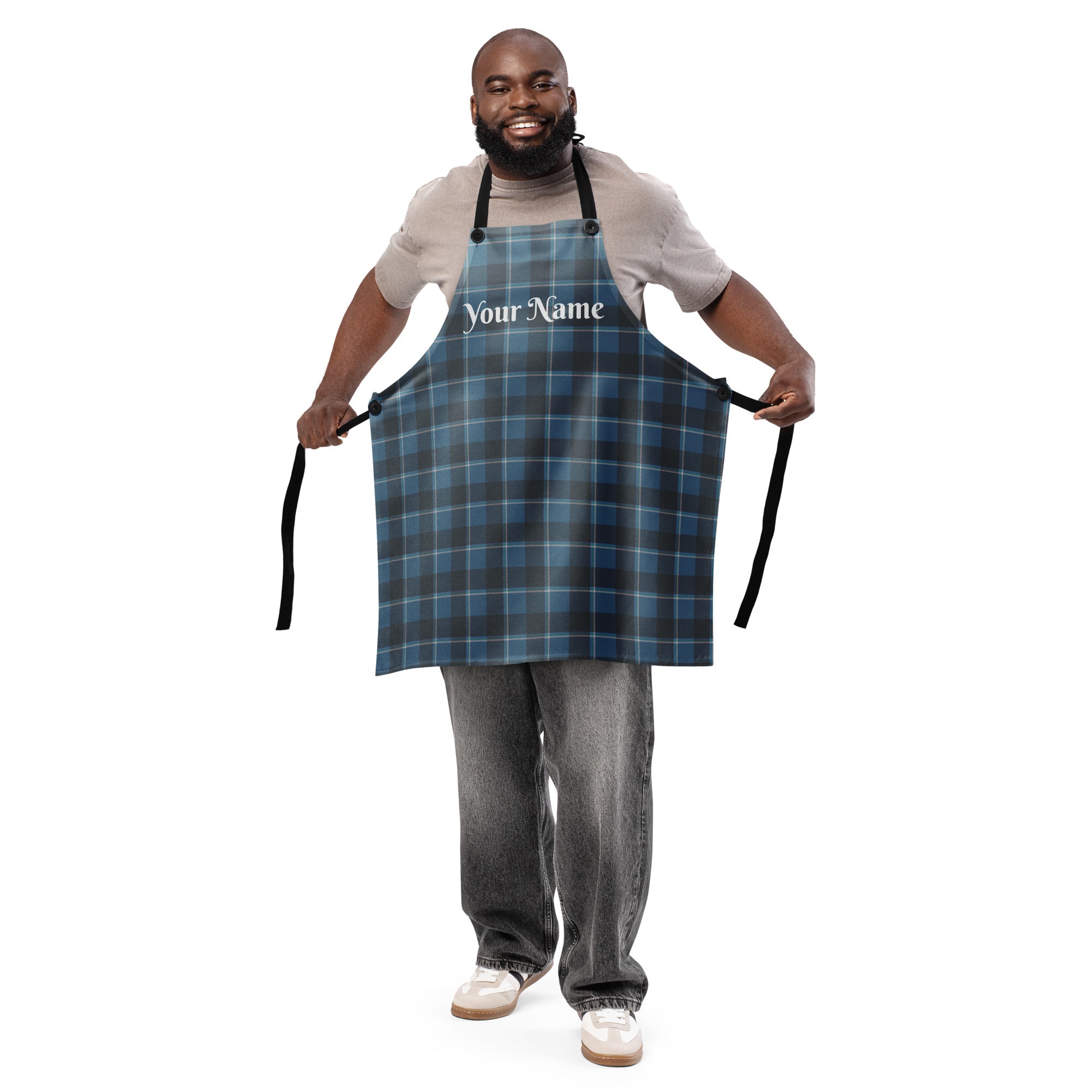 Personalized Hoki and Shuttle Gray Plaid Apron - Scottish Squares