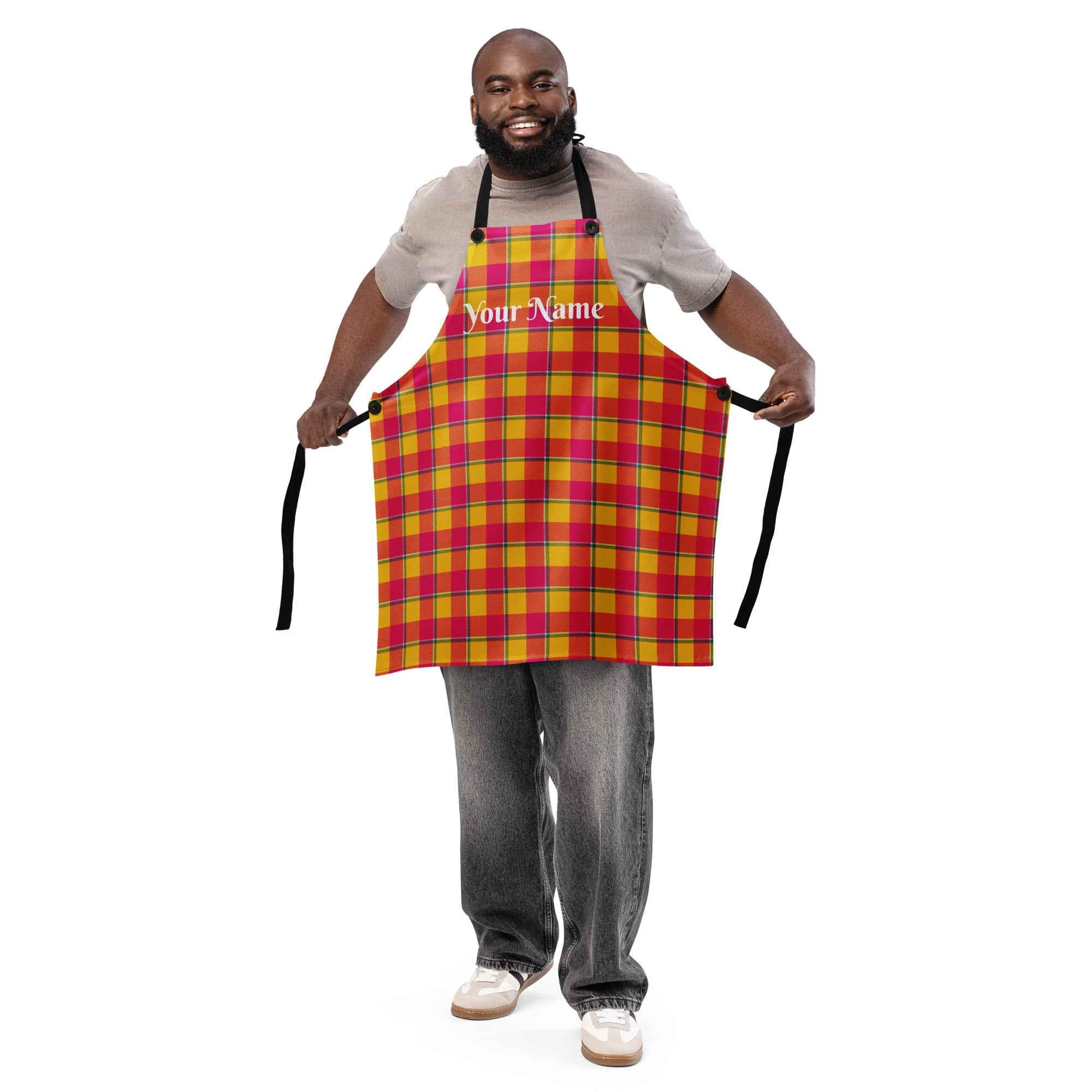 Personalized Corn and Razzmatazz Plaid Apron - Scottish Squares