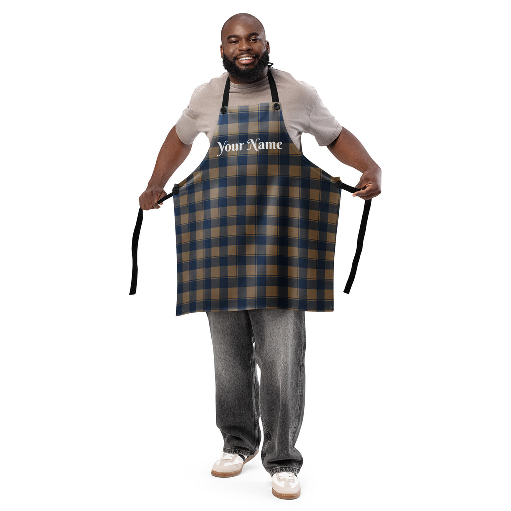 Personalized Cello and Donkey Brown Plaid Apron - Scottish Squares
