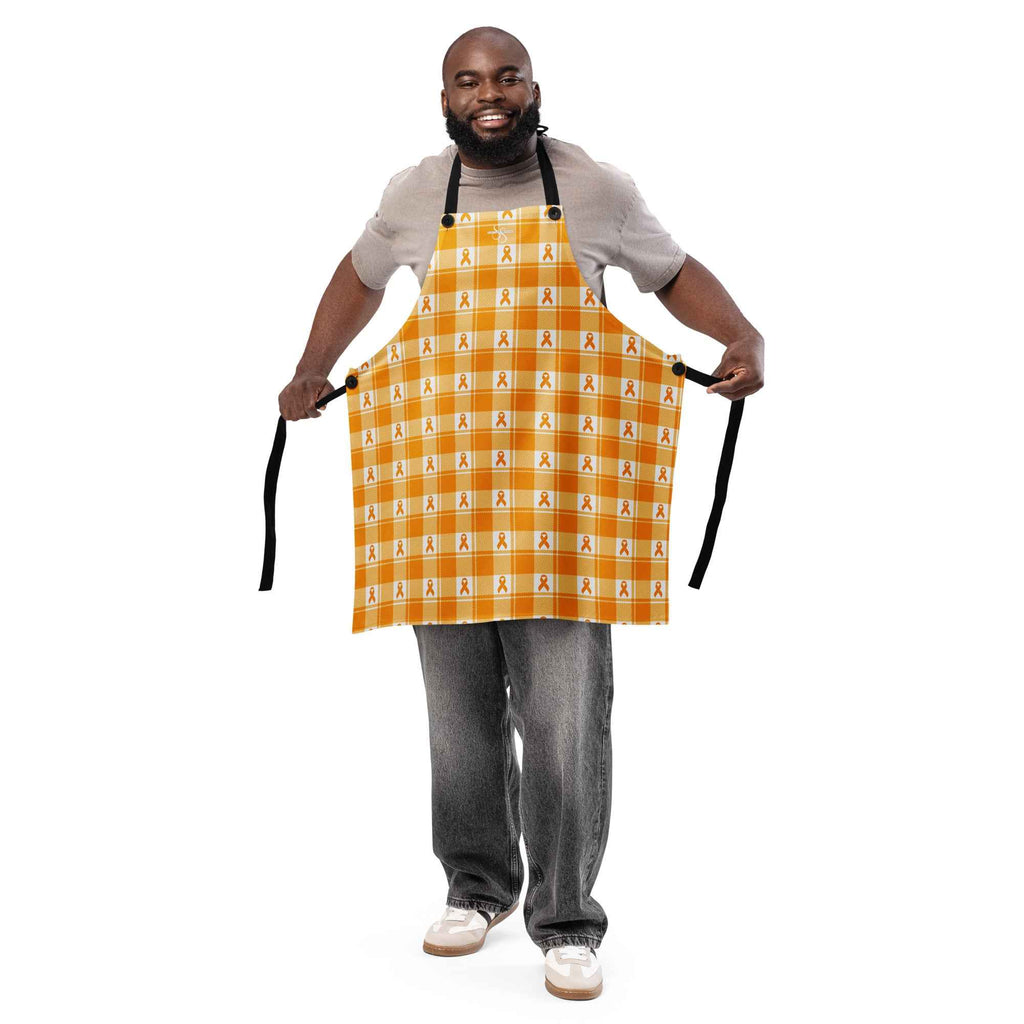 Apron Kidney Cancer Awareness Plaid, Orange Ribbon, Supportive Gift - Scottish Squares