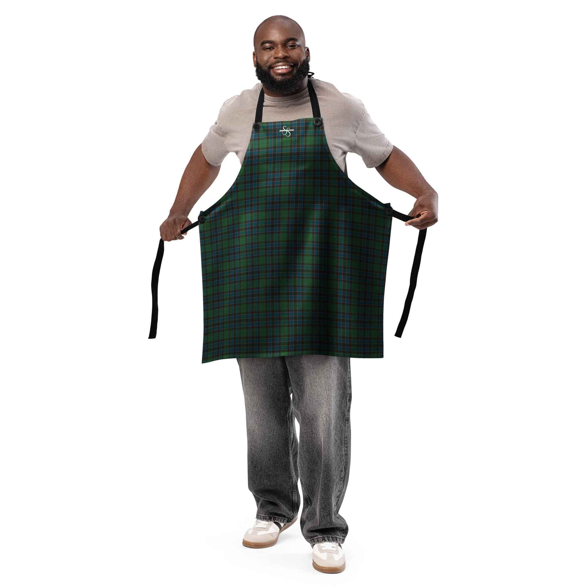 Apron Green Blue Orange Plaid Tartan