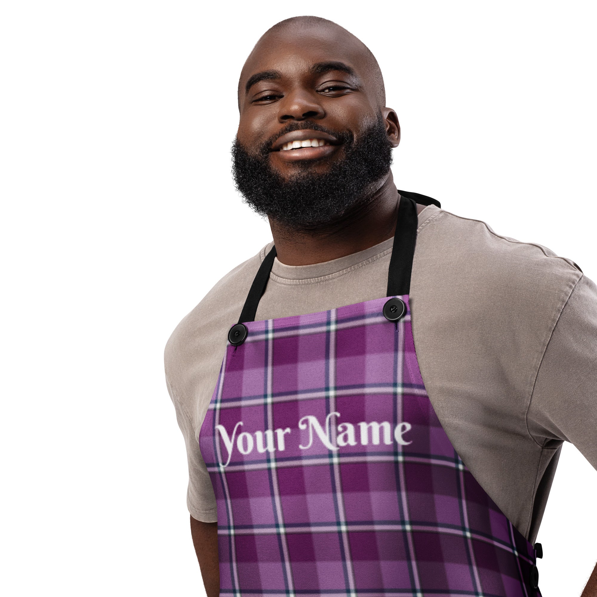 Personalized Purple and Trendy Pink Plaid Apron - Scottish Squares