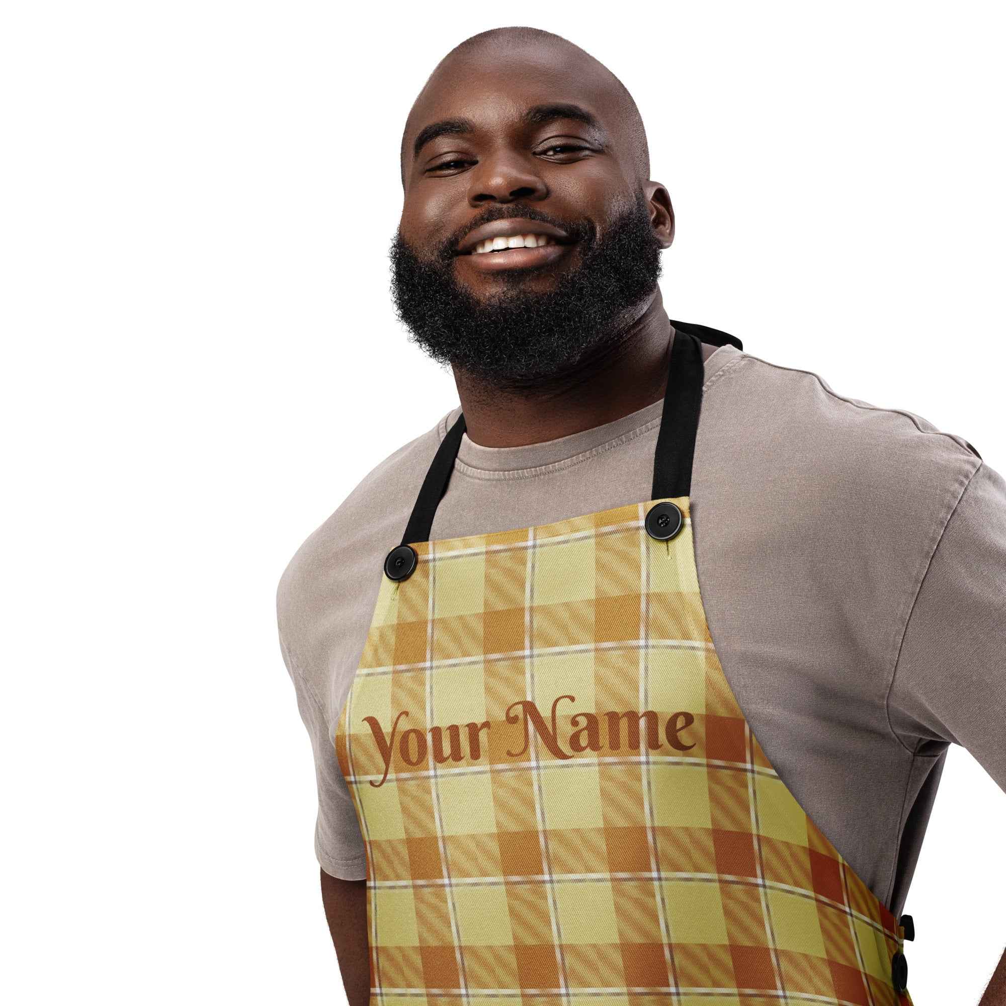 Personalized Zombie and Copper Plaid Apron - Scottish Squares