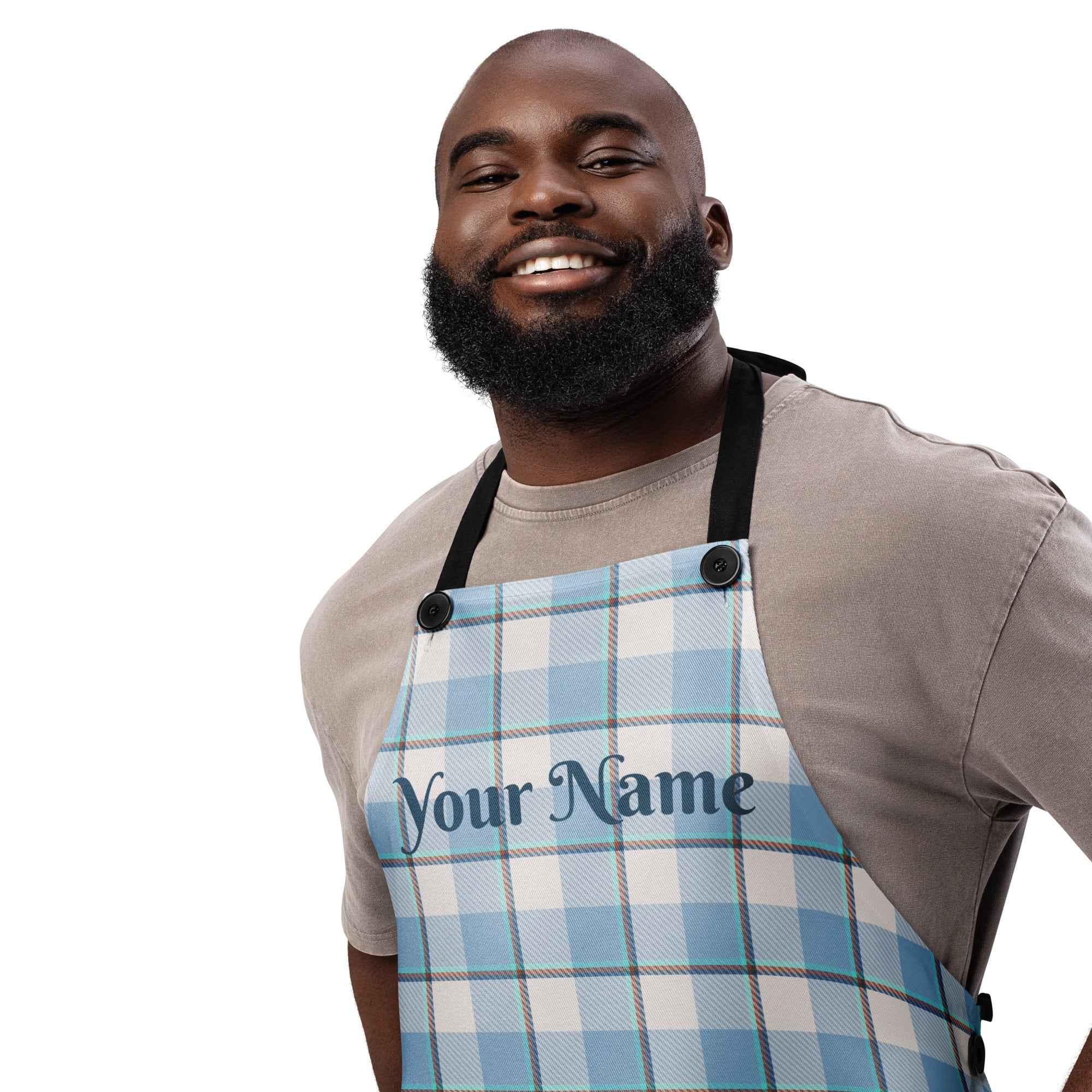 Personalized Pink Cloud and Blue Lagoon Plaid Apron - Scottish Squares