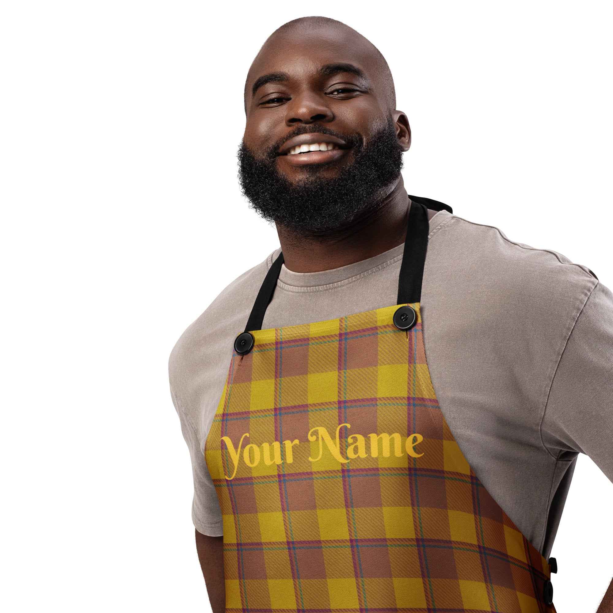Personalized Potters Clay and Pizza Plaid Apron - Scottish Squares
