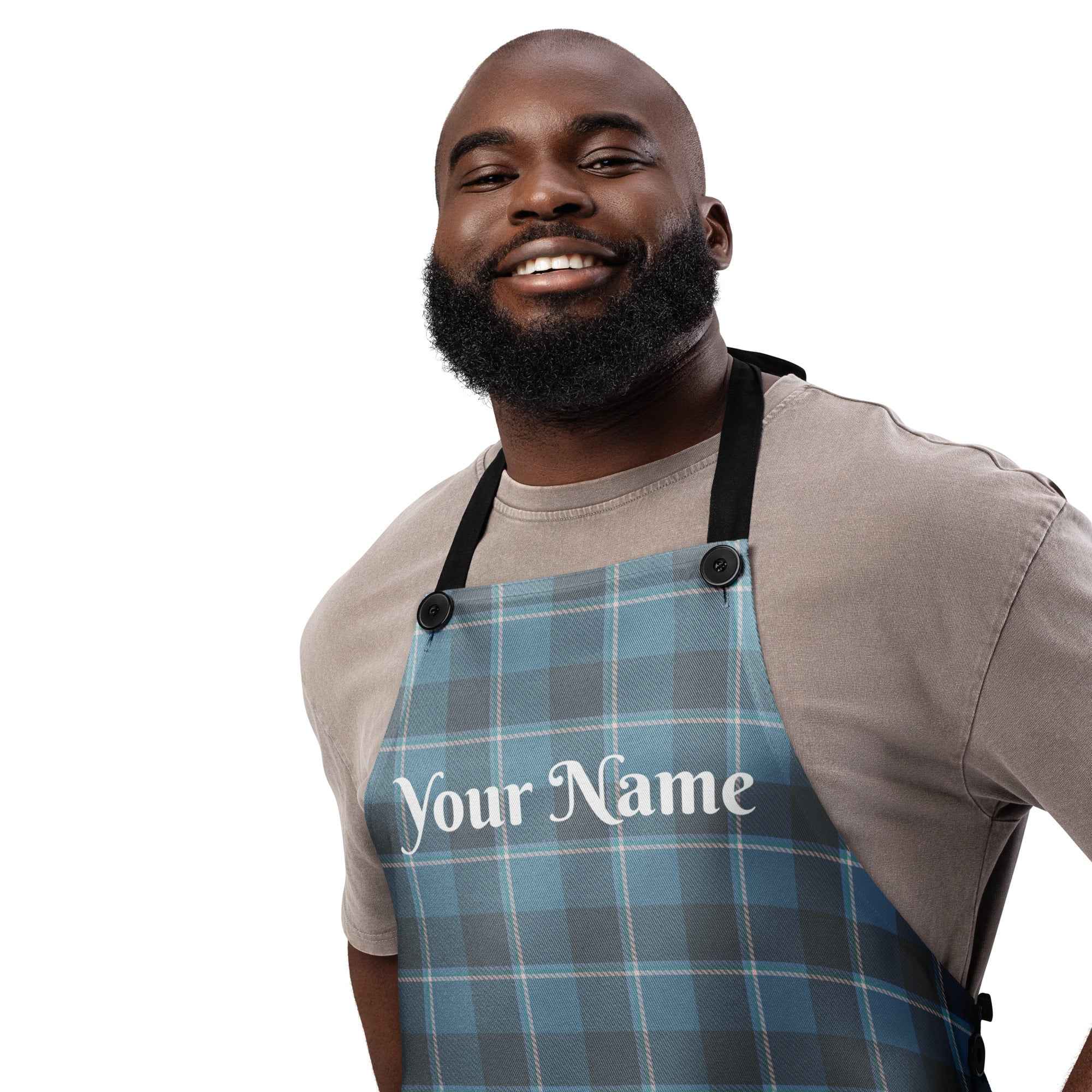 Personalized Hoki and Shuttle Gray Plaid Apron - Scottish Squares