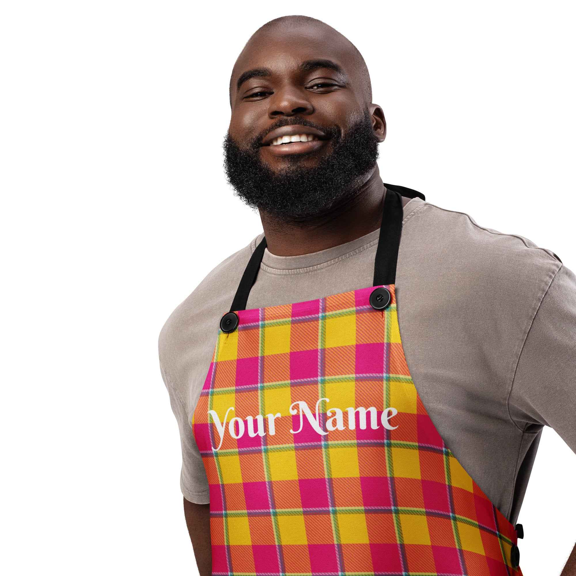 Personalized Corn and Razzmatazz Plaid Apron - Scottish Squares