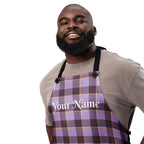 Personalized Light Wisteria and Livid Brown Plaid Apron - Scottish Squares