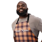 Personalized Hit Pink and Livid Brown Plaid Apron - Scottish Squares