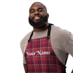 Personalized Old Brick and Cab Sav Plaid Apron - Scottish Squares