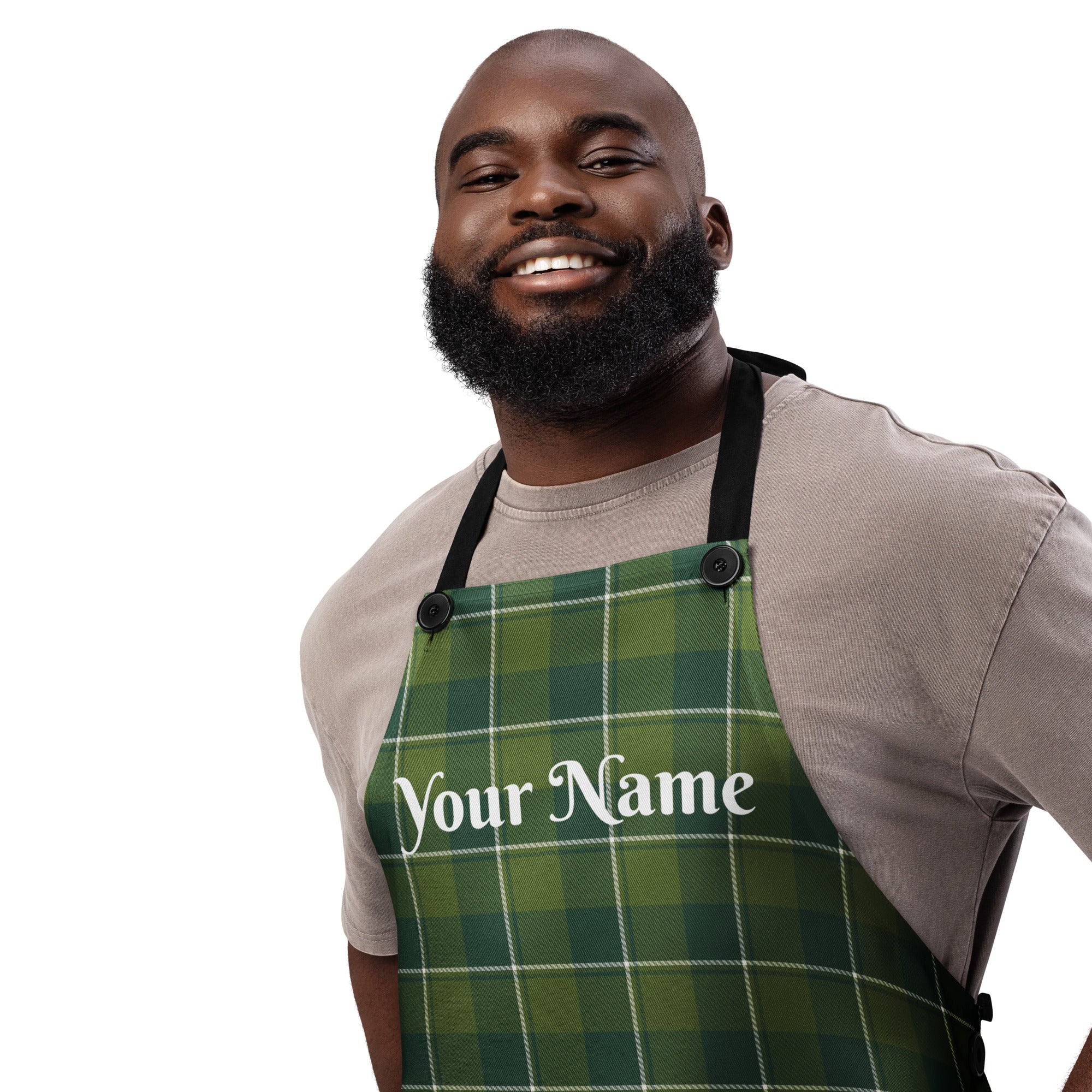 Personalized Woodland and Evergreen Plaid Apron - Scottish Squares