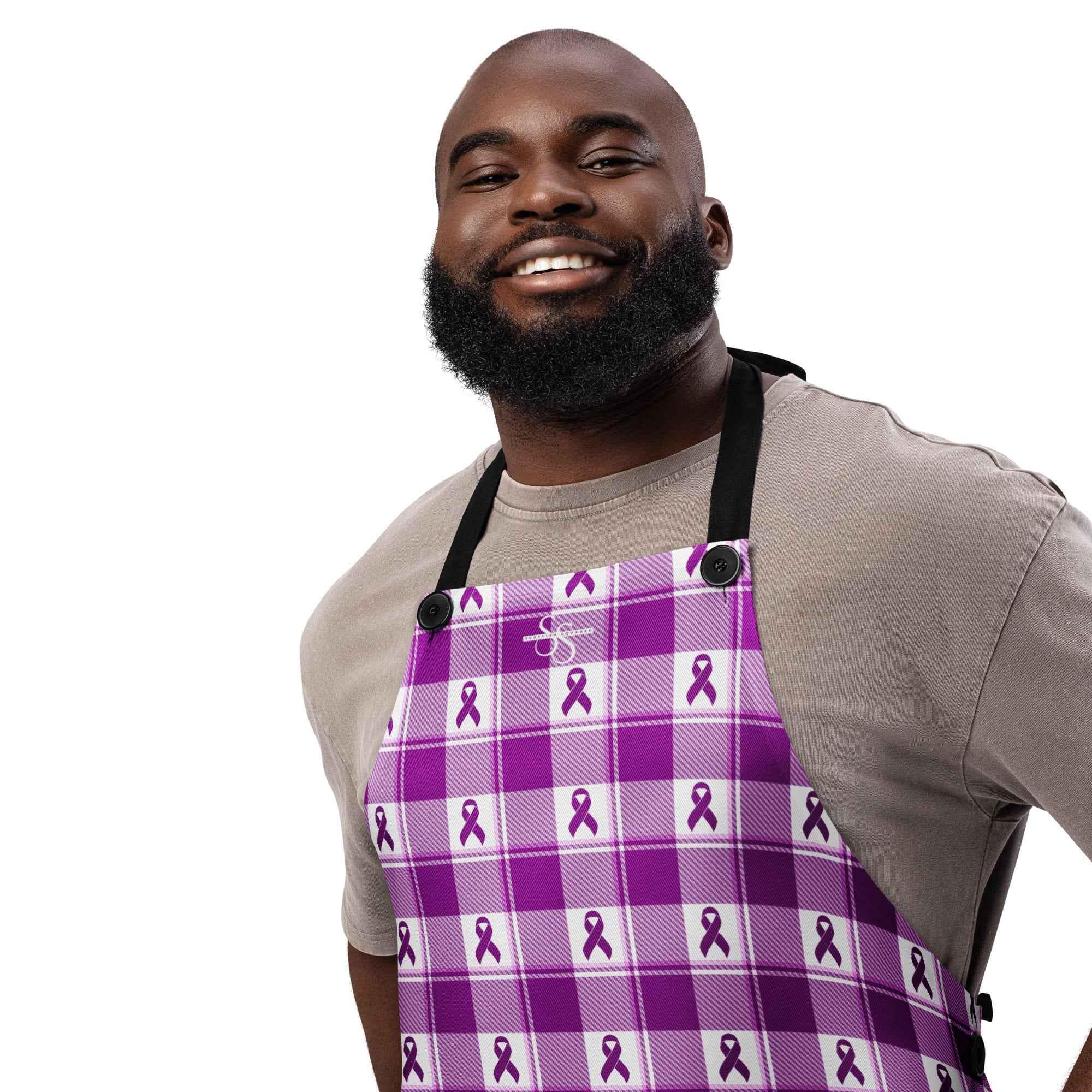 Apron Pancreatic Cancer Awareness Plaid - Scottish Squares