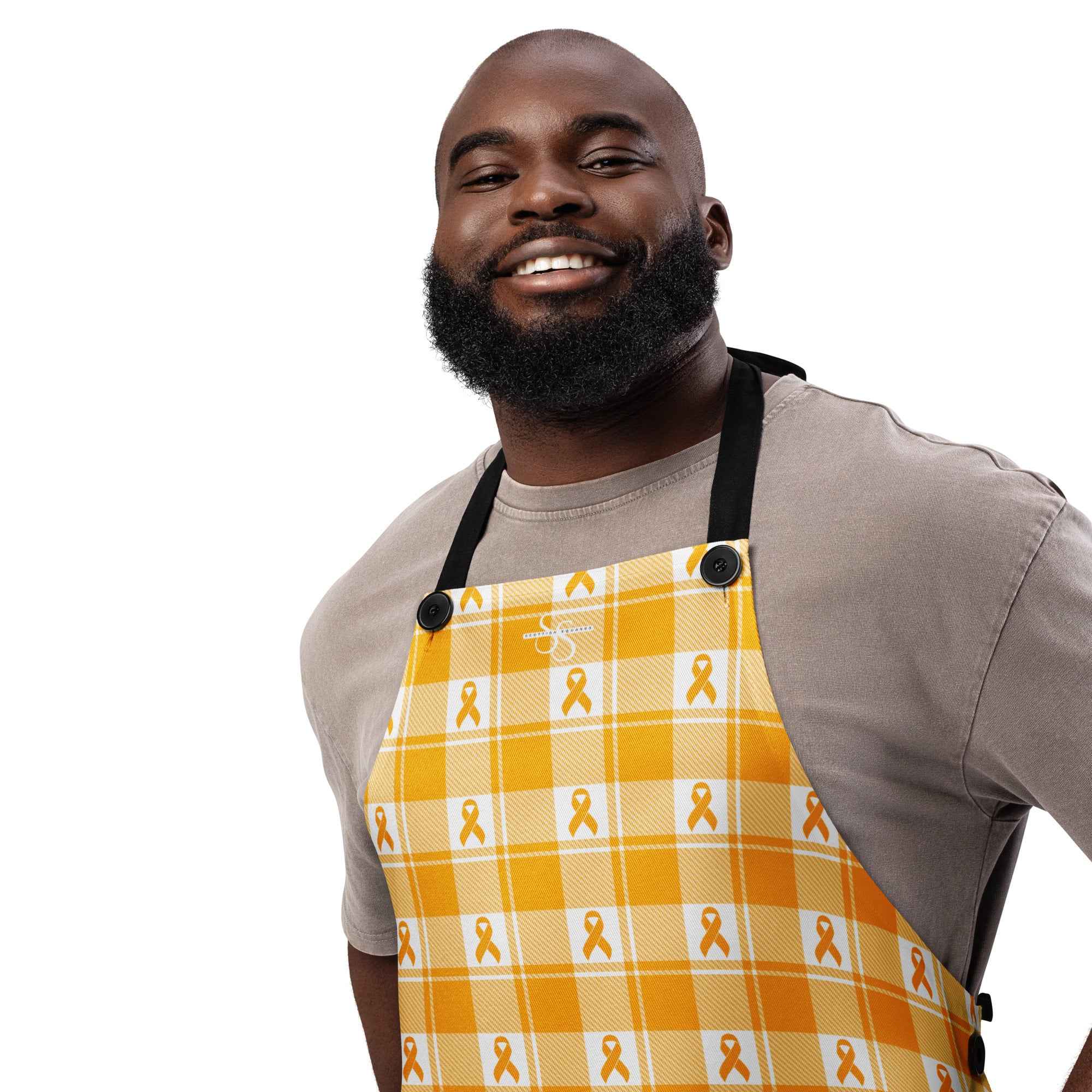 Apron Kidney Cancer Awareness Plaid, Orange Ribbon, Supportive Gift - Scottish Squares