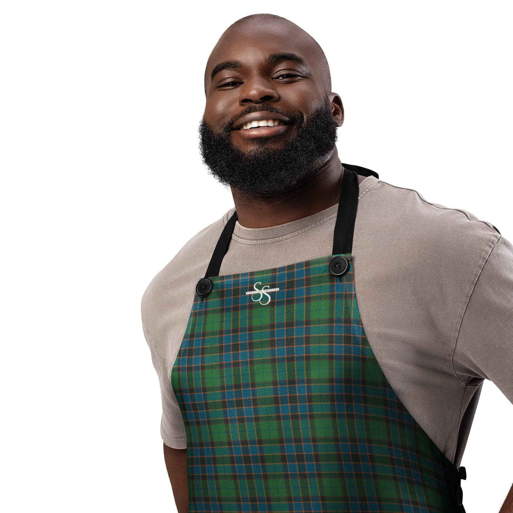Apron Green Blue Orange Plaid Tartan