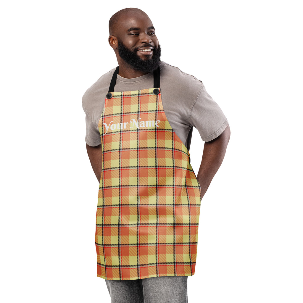 Personalized Claystone and Morning Mist Plaid Apron - Scottish Squares