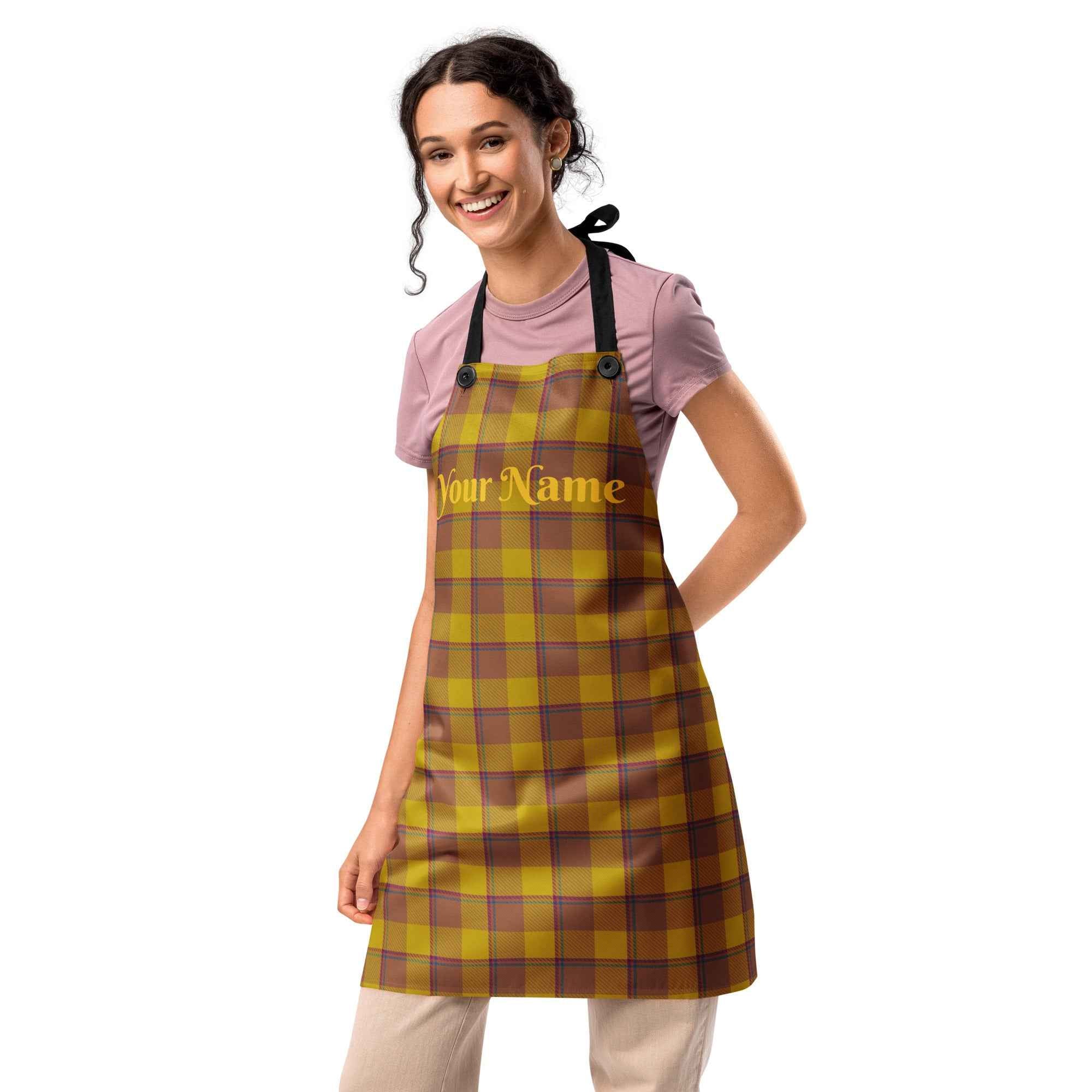 Personalized Potters Clay and Pizza Plaid Apron - Scottish Squares
