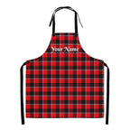 Personalized Red Ribbon and Heavy Metal Plaid Apron - Scottish Squares